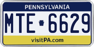 PA license plate MTE6629