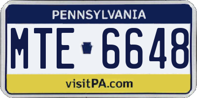 PA license plate MTE6648