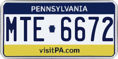 PA license plate MTE6672