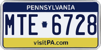 PA license plate MTE6728