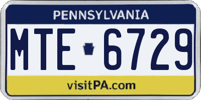 PA license plate MTE6729