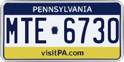 PA license plate MTE6730