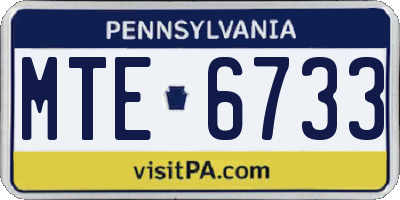 PA license plate MTE6733