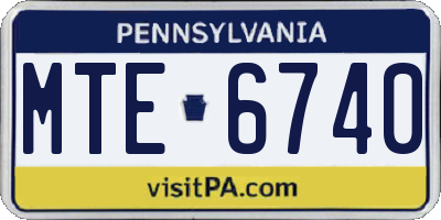 PA license plate MTE6740