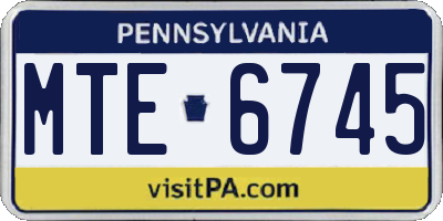PA license plate MTE6745