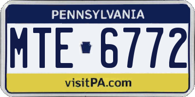 PA license plate MTE6772