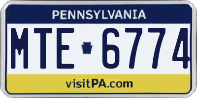 PA license plate MTE6774