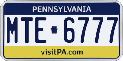 PA license plate MTE6777