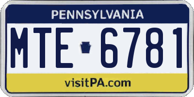PA license plate MTE6781