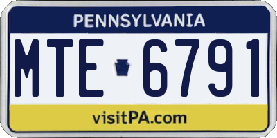 PA license plate MTE6791