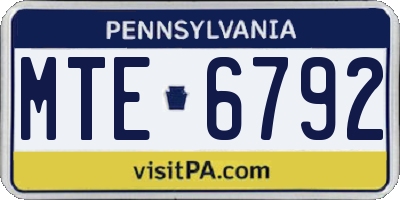 PA license plate MTE6792