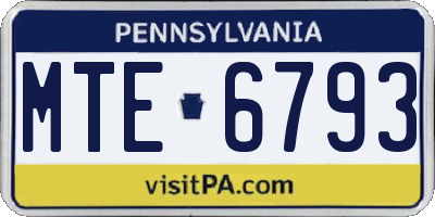 PA license plate MTE6793