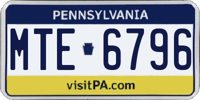 PA license plate MTE6796