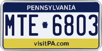 PA license plate MTE6803