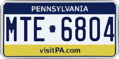 PA license plate MTE6804