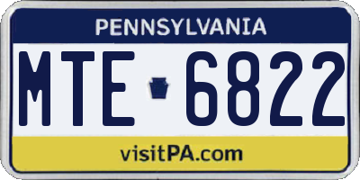 PA license plate MTE6822