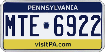PA license plate MTE6922
