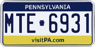 PA license plate MTE6931