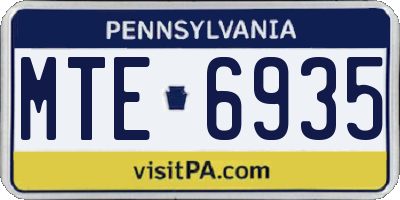 PA license plate MTE6935