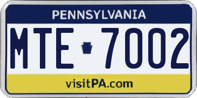 PA license plate MTE7002