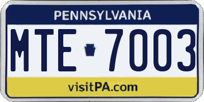 PA license plate MTE7003