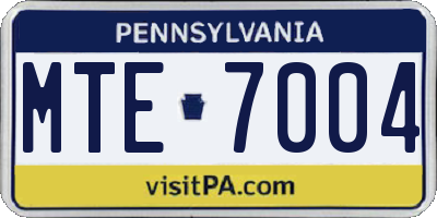 PA license plate MTE7004