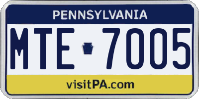 PA license plate MTE7005