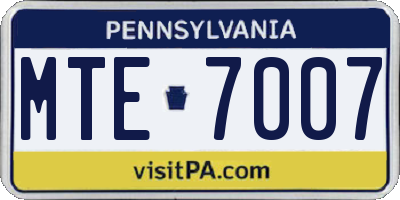 PA license plate MTE7007