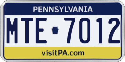 PA license plate MTE7012
