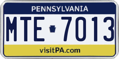 PA license plate MTE7013