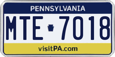 PA license plate MTE7018