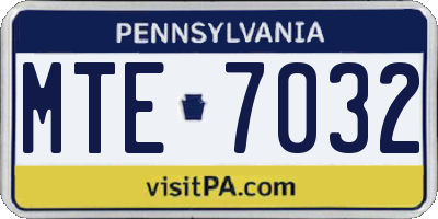 PA license plate MTE7032