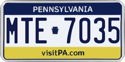 PA license plate MTE7035