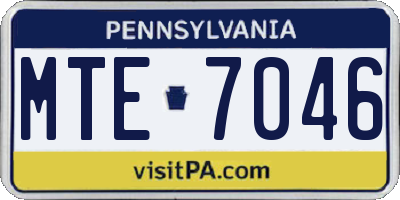 PA license plate MTE7046