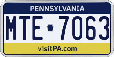 PA license plate MTE7063
