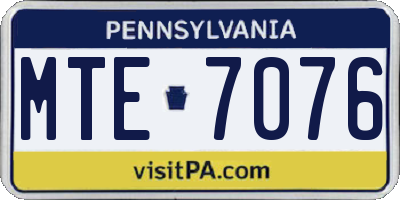 PA license plate MTE7076