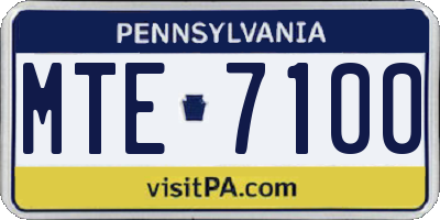PA license plate MTE7100