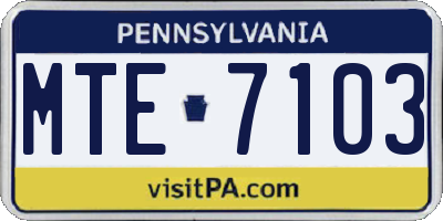 PA license plate MTE7103
