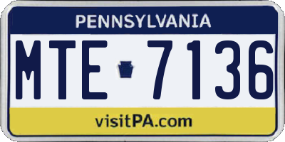PA license plate MTE7136