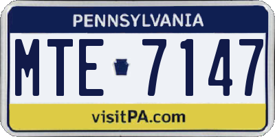 PA license plate MTE7147