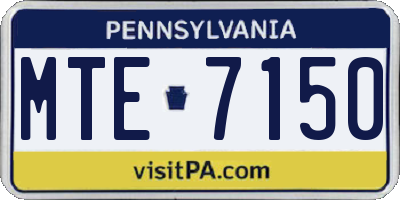 PA license plate MTE7150