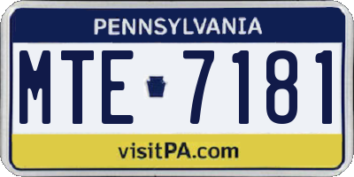 PA license plate MTE7181