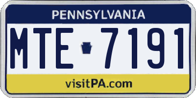 PA license plate MTE7191