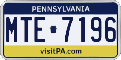 PA license plate MTE7196