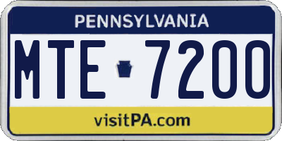 PA license plate MTE7200
