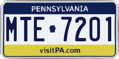 PA license plate MTE7201