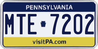 PA license plate MTE7202