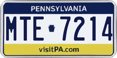 PA license plate MTE7214