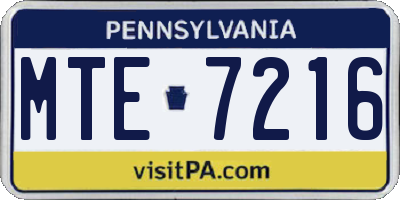 PA license plate MTE7216