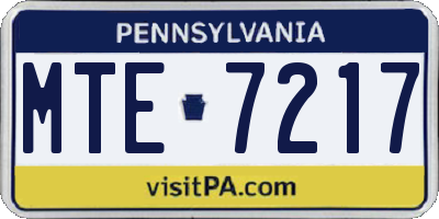 PA license plate MTE7217